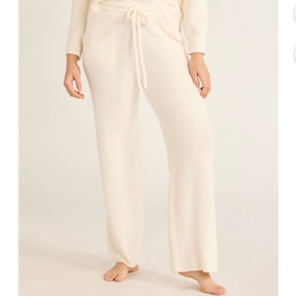 Joyspun Chenille Pants Women's Size Medium Cream Pull-On Plush Loungewear Soft